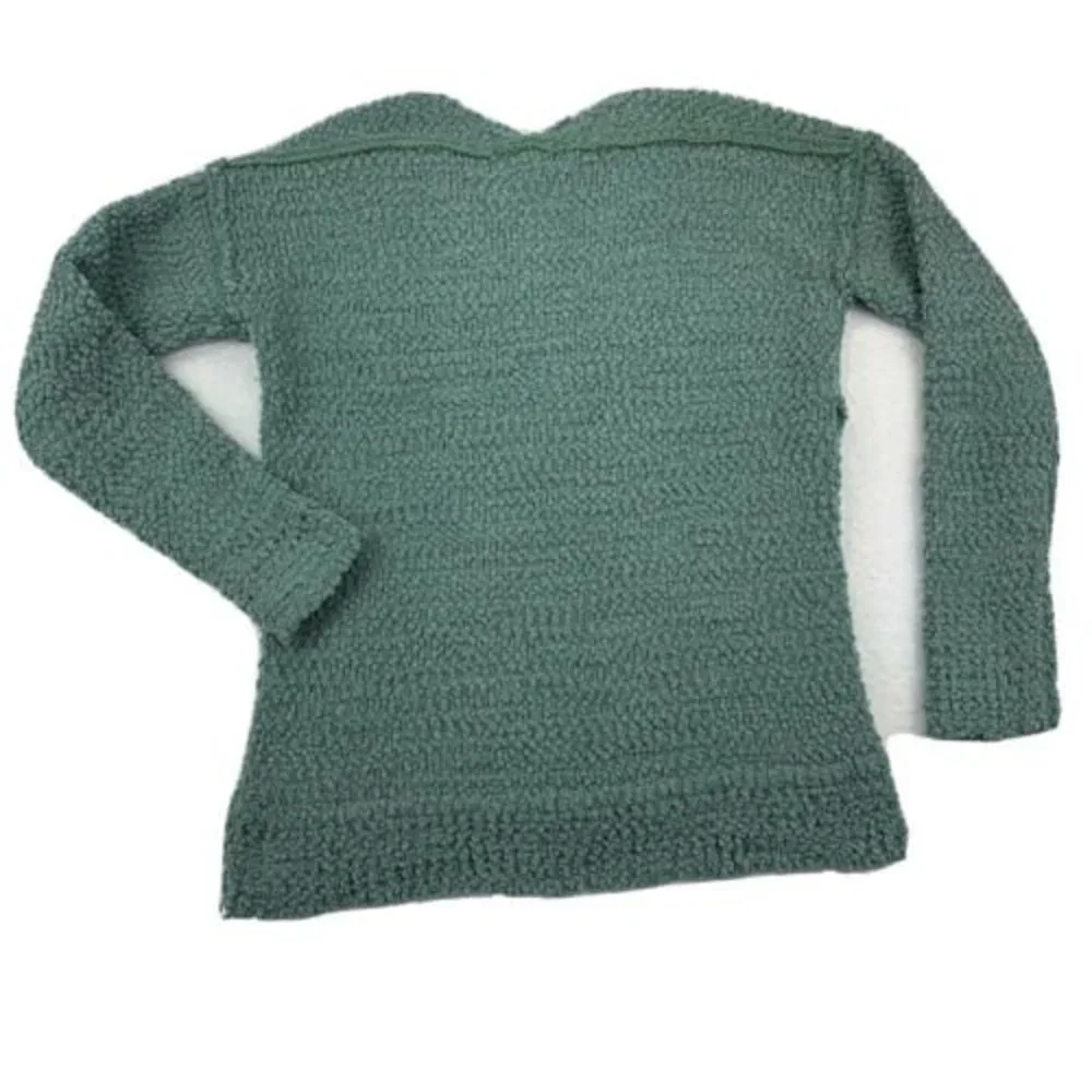 Pink Rose Teal size Small V-Neck Acrylic Knit Sweater Women's Long Sleeve - Picture 7 of 10
